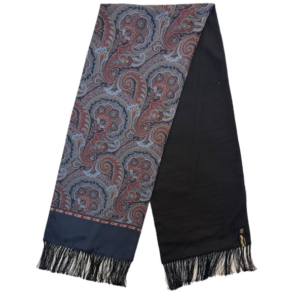 Dion Paisley Fringe Scarf – Silk & Wool - - Picture 4 of 10